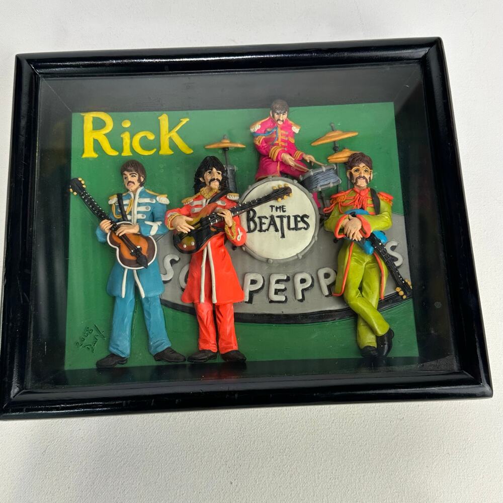 Polymer clay The Beatles Shadow Box Handmade Artist signed OOAK
